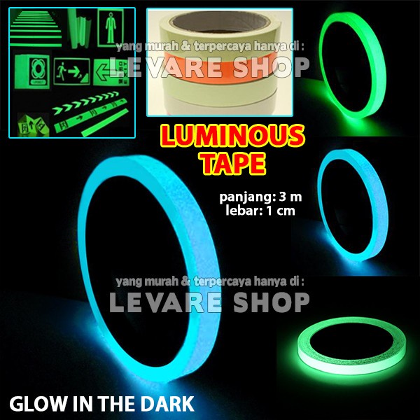 

ATKJaya- 1 ROLL Luminous Tape Stiker Lakban Nyala Glow in the Dark 1 cm x 3 m