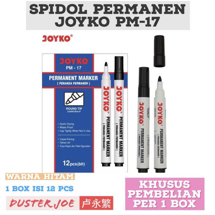 

ATKJaya- Spidol Permanen Hitam Joyko PM-17 Per 1 box