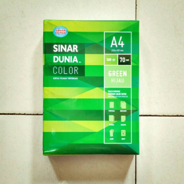 

ATKJaya- Sinar Dunia SiDu Kertas HVS Green - Warna Hijau A4 70 gsm 210 x 297 mm