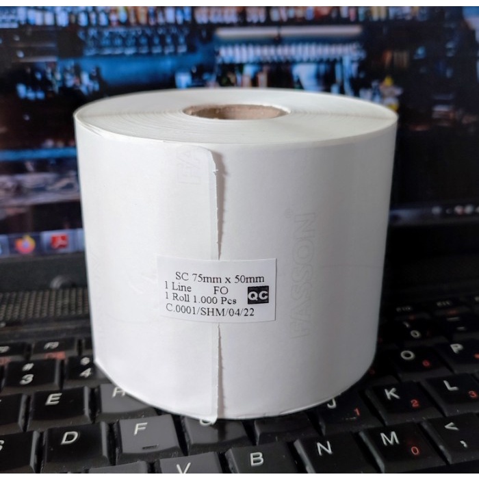 

ATKJaya- LABEL STIKER ETIKET 75X50 MM SEMICOATED 1000PC STIKER BARCODE 75 x 50