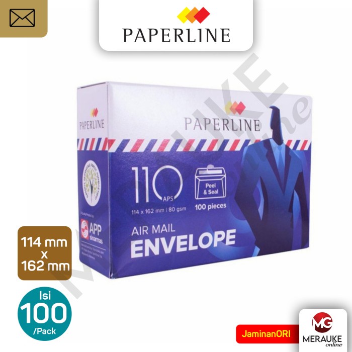 

ATKJaya- Amplop Paperline Putih Garis / Air Mail 110 APS 80gsm
