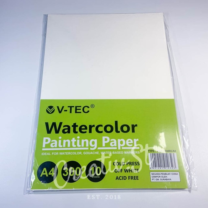 

ATKJaya- V-tec A4 Watercolor Paper Sheets 300 GSM Cold Press