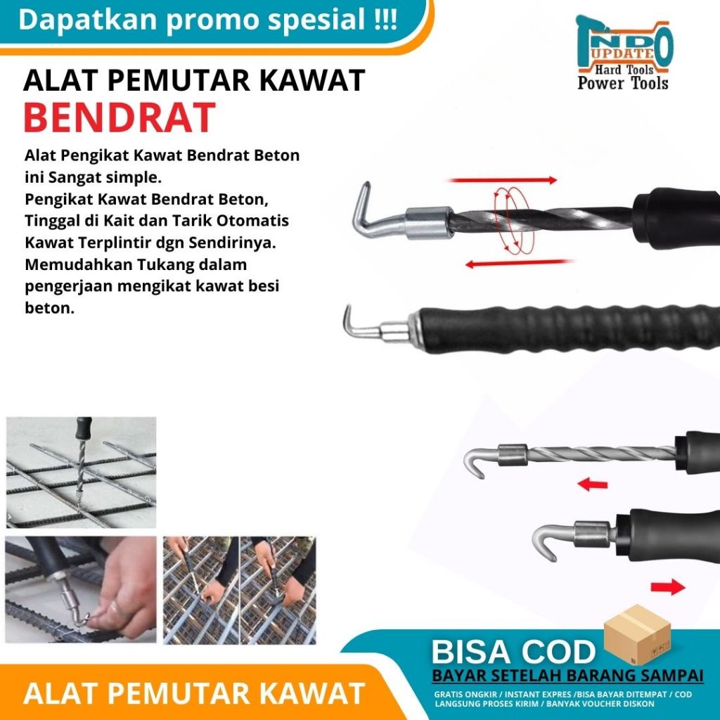 TERMURAH Alat Pengikat Kawat Beton - Ikat Kawat Bendrat Otomatis - Alat Kait Pelintir Bendrat