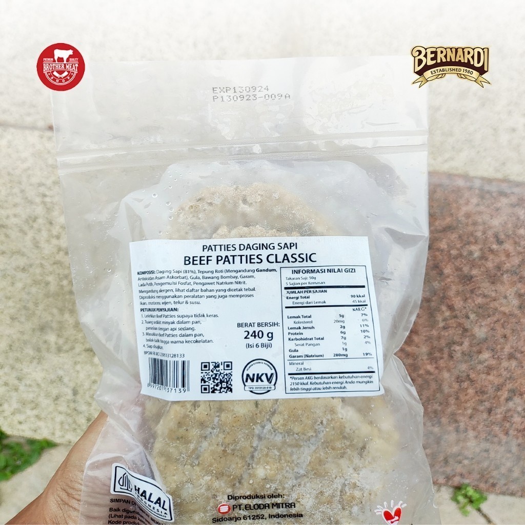 

BERNARDI Beef Patties Classic 240gr, Daging Burger - Brothermeatshop