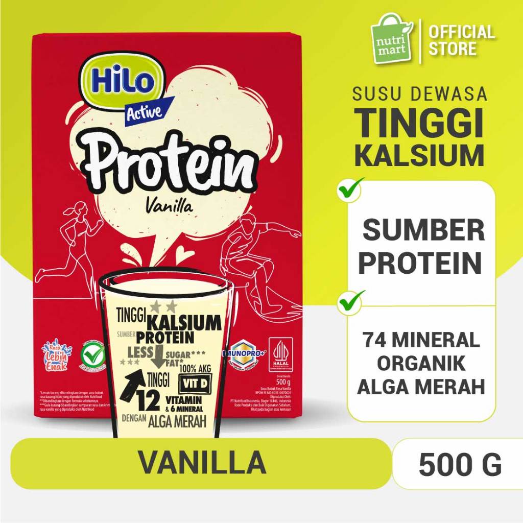 

Hilo Active Vanilla 500 gram dengan Alga merah - Susu Tinggi Kalsium Rendah Lemak