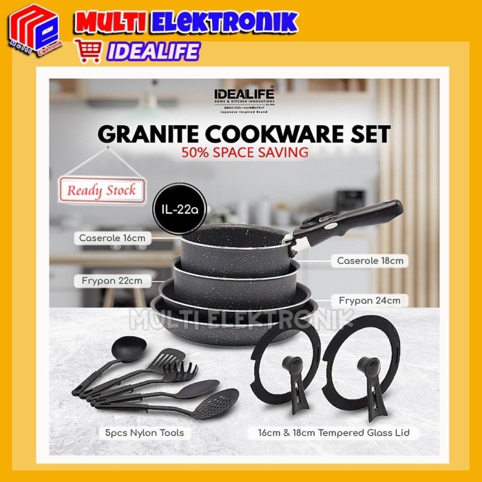 / IDEALIFE Panci Set / Granite Cookware Set / IL-22A