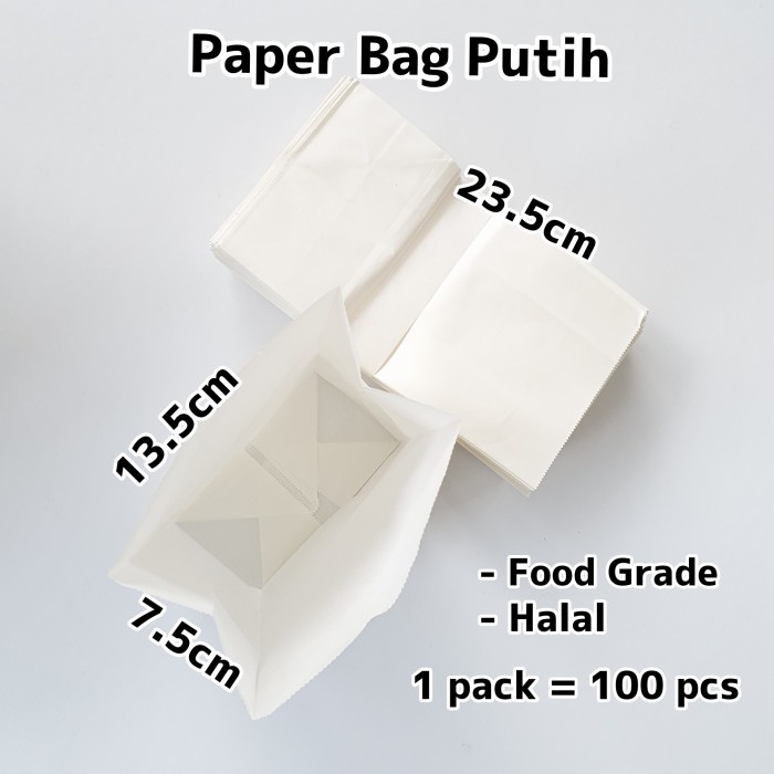 

SOUVEN- Kantong Kertas Paper Bag Putih Food Grade Polos Paperbag SOS 40-W08