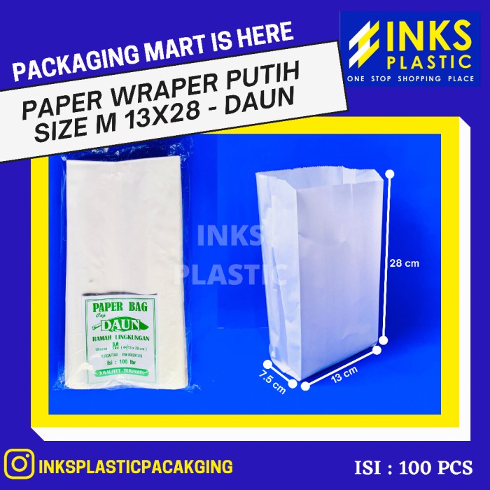 

SOUVEN- PAPER WRAPER BAG SOSBAG 13x28 PUTIH KANTONG KERTAS GORENGAN (100 PCS)