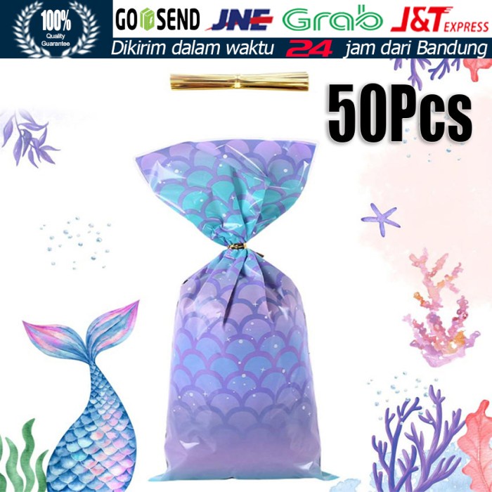 

SOUVEN- 50Pcs Kantung Plastik Goodie Bag ultah anak / mermaid / plastik snack