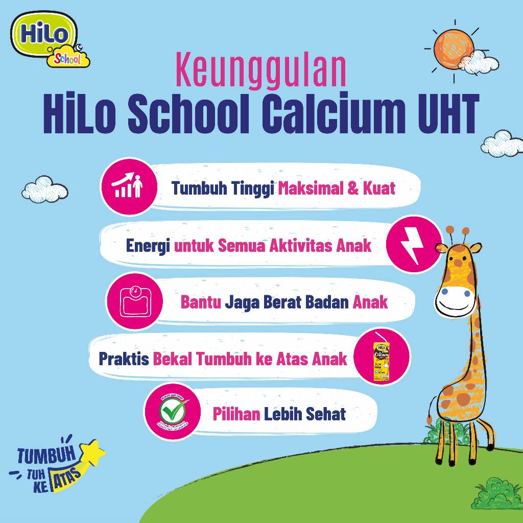 

4 Pack - HiLo School UHT Chocolate Ready To Drink RTD 200 ml - Susu Tinggi Kalsium Rendah Lemak