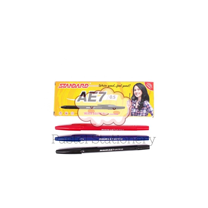 

IK! [PACK] Pulpen Standard AE7 0.5mm 1 Pak Isi 12 Bolpen Pena Pen Semi Gel AE-7 0,5 mm
