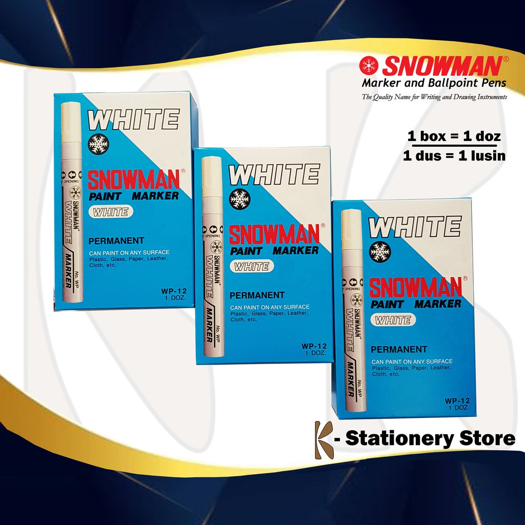 

IK! Spidol Cat Permanent WHITE / PUTIH Orinal Snowman Paint Marker MEDIUM (WP) untuk Logam, Kayu,