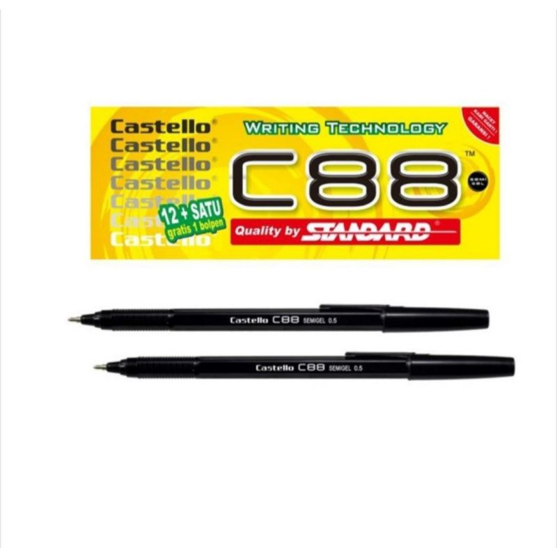 

IK! Pulpen Standard C88 Castello Hitam 1 Pack (12 Pcs + Bonus 1 Pcs Pulpen)