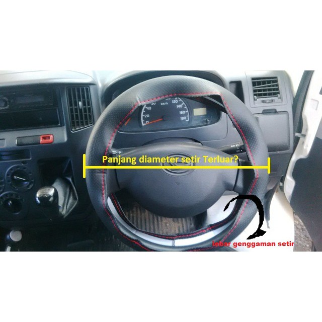 TERLARIS Setir /Cover Stir Mobil Sarung Stir Hitam jahit hitam MBtech uk 38cm