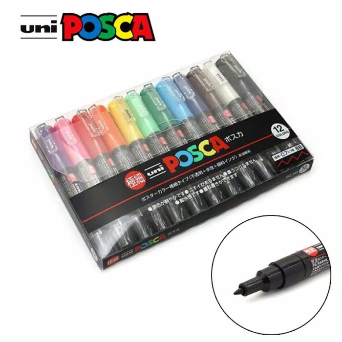 UNI POSCA PC-1M SET 12 EXTRA-FINE POINT POSTER PAINT MARKER