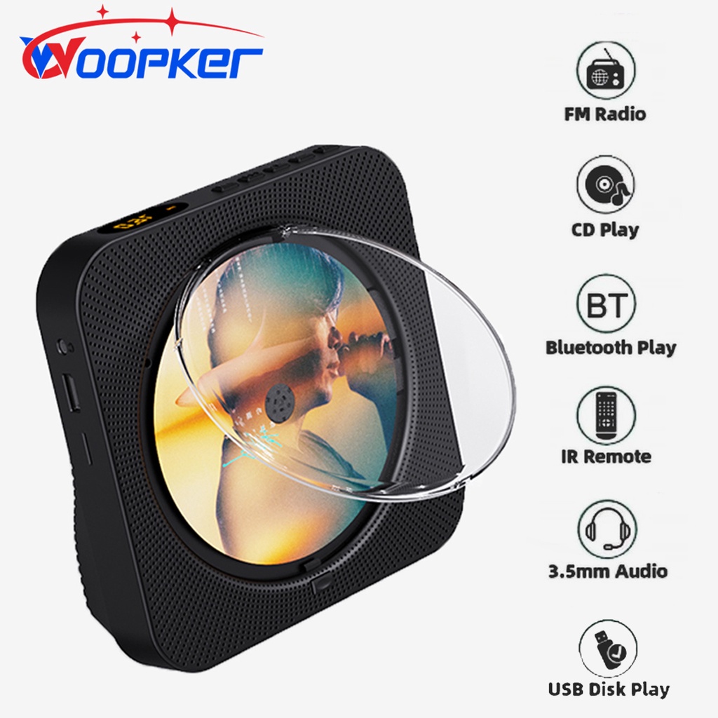 TAC CD Player KC-718 Portable Multifunction CD VCD Stereo DVD Player Support CD/Bluetooth Speaker/FM