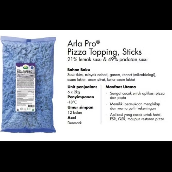

Dairy Partners Mozzarella Shredded 2 KG ARLA PRO Mozzarella Shredded Parut Dairy Partners 2KG 1KG
