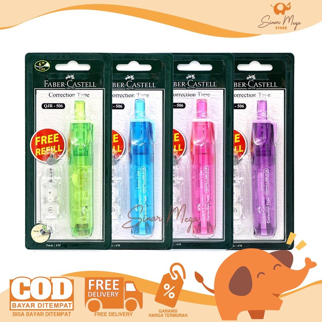

Faber Castell Correction Tape QJR-506+Free Refill/ Tipe-X Kertas Berkualitas Murah