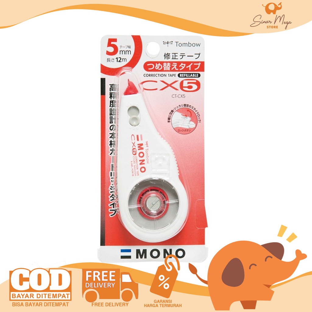 

Tombow Tip ex Pita Correction 5mm Tape CT-CX5 Refillable Murah tipx