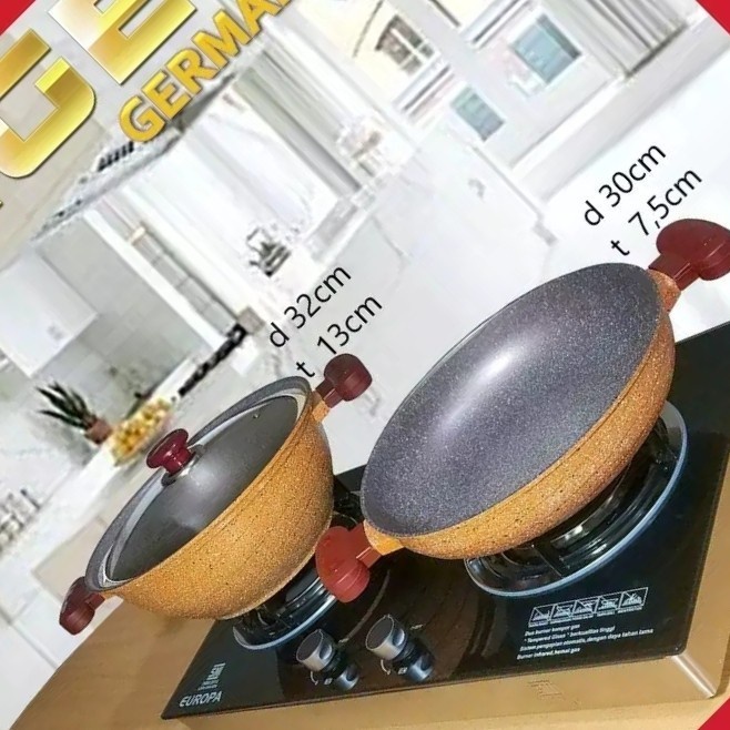 PANCI WAJAN MOEGEN GERMANY SKILLET & STEWPOT SET ANTI LENGKET