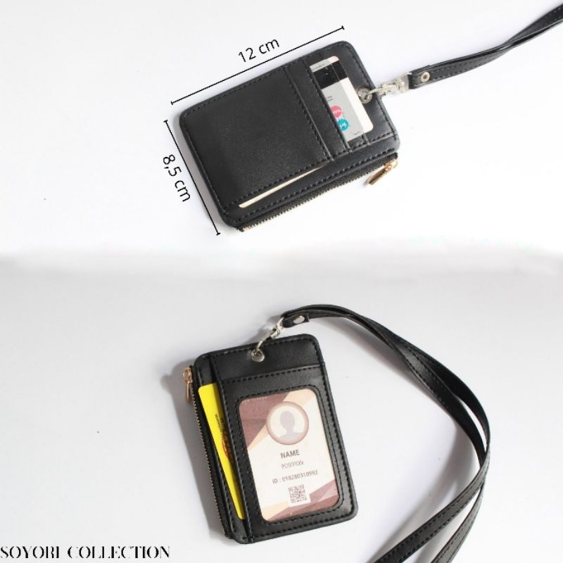 

Id Card Holder Lanyard Kulit Sintetis Pastel Zipper