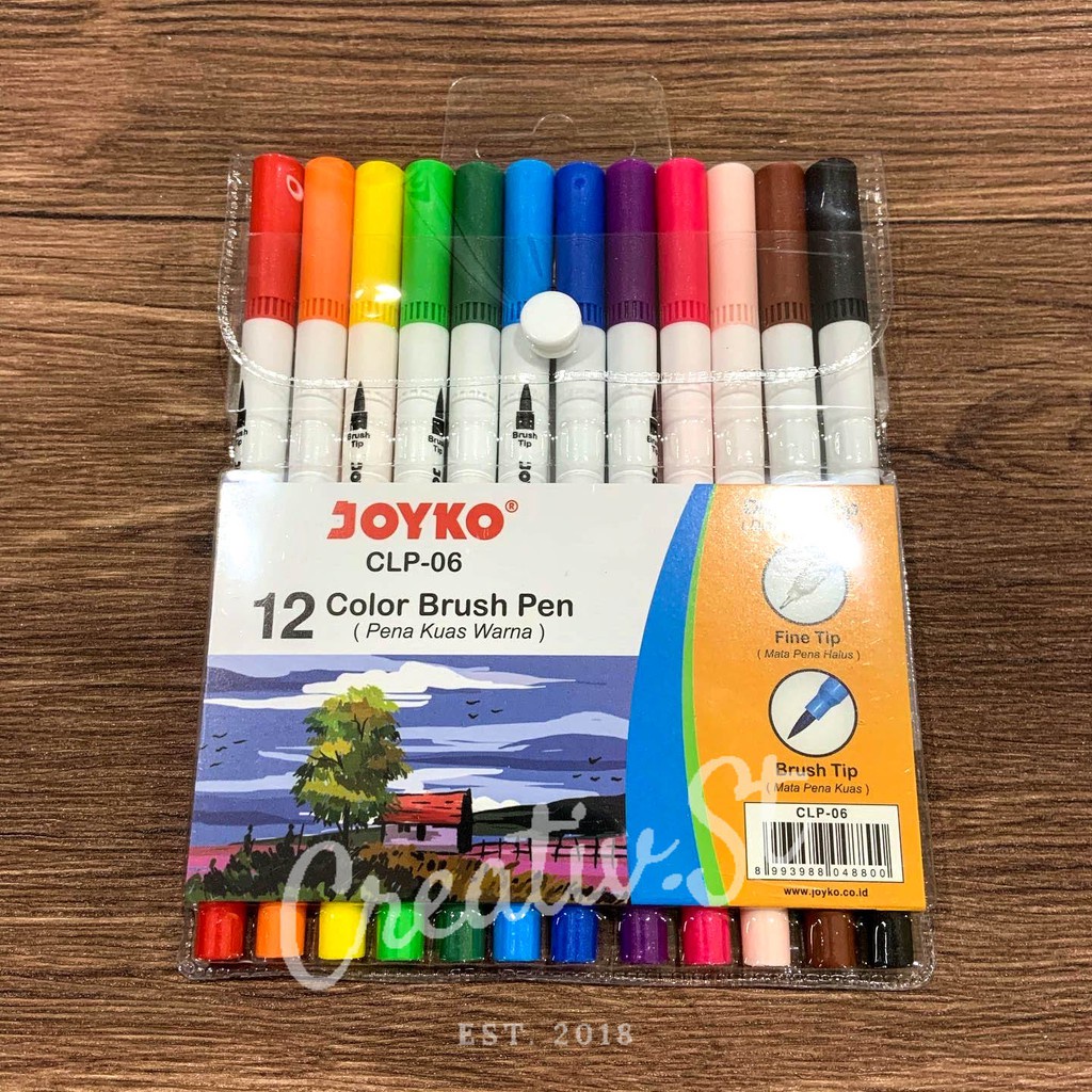 

JOYKO Brush Pen 12 Warna Brush + Pen Clp-06 Set Spidol Kaligrafi