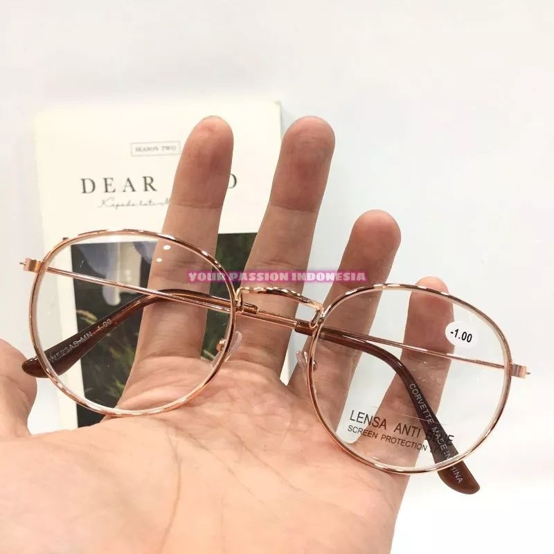 ACCMT- Kacamata Minus Antiradiasi Model Oval Terbaru Warna Gold DW523B-MN
