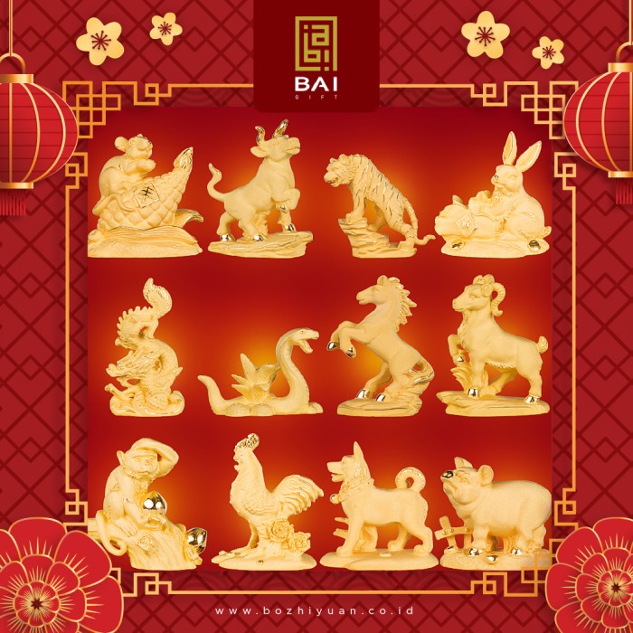 Pajangan Shio Kerbau Lapis Emas Patung Shio kerbau L 2021