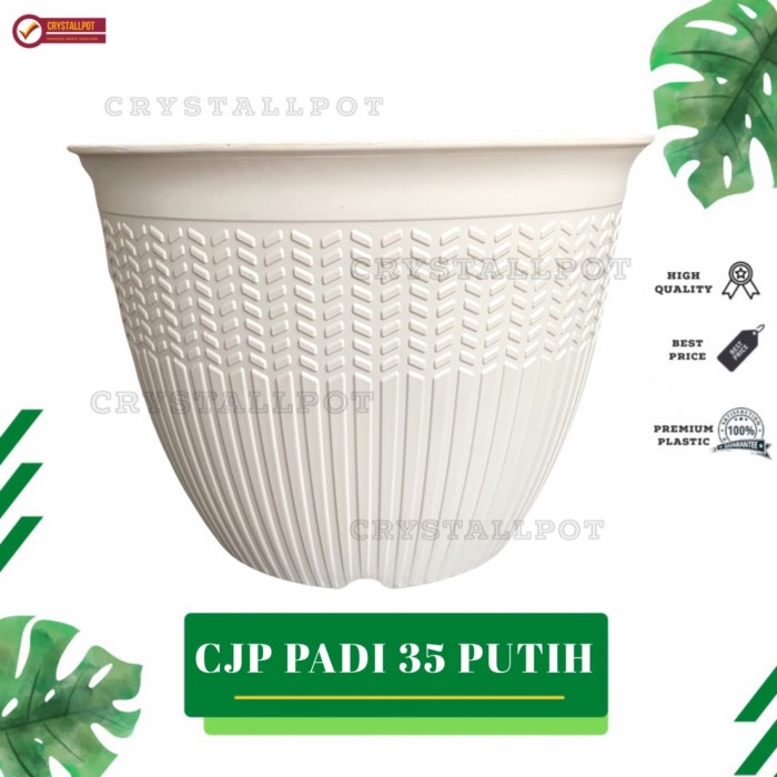 JTTOP" POT BUNGA TANAMAN CJP PADI 35CM PUTIH - CJP PADI 35 PUTIH 9935
