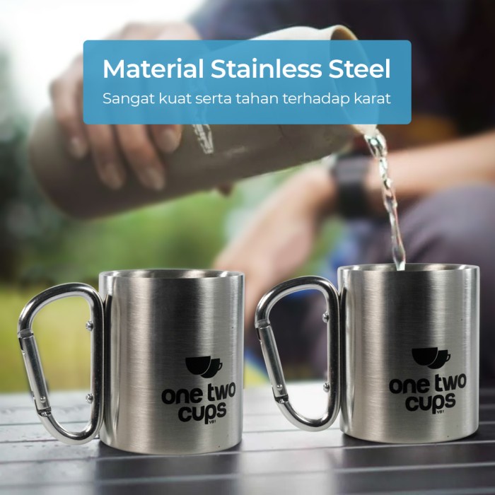 gelas carabiner mug camping stainless