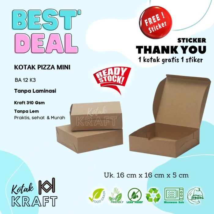 (Good) Box Pizza Mini Kraft Laminasi, Packaging Souvenir, Dus Donat MIni