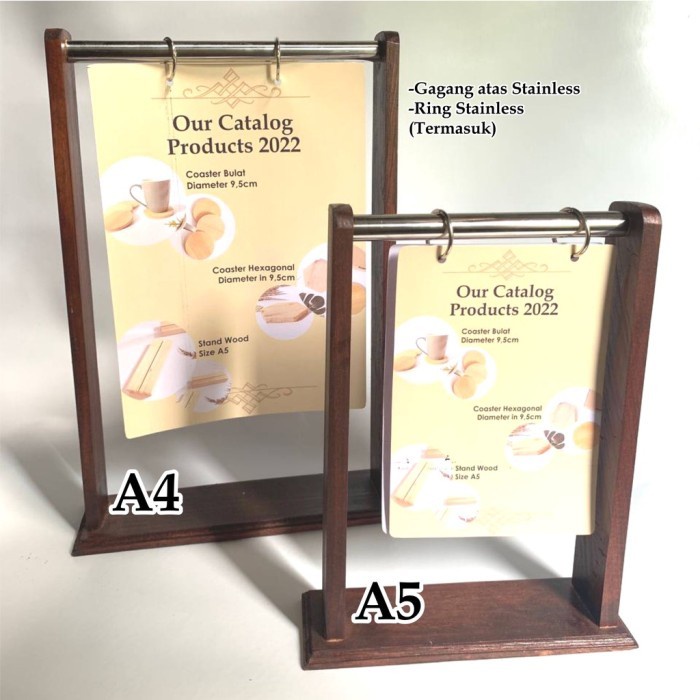 JTTOP STAND MENU STAINLESS UKURAN A5 MENU STAND NOMOR MEJA STAND DISPLAY
