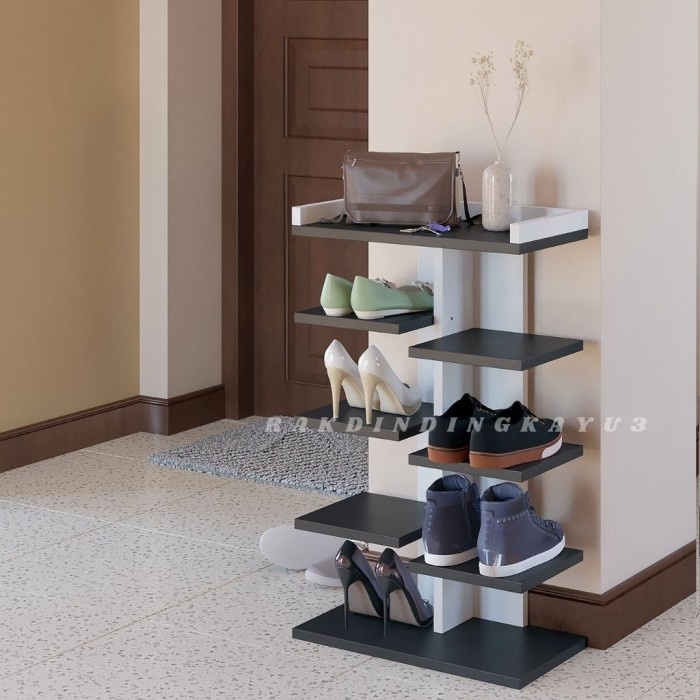 JTTOP RAK SEPATU DAN TAS GANTUNG 2 IN 1 RAK SEPATU KAYU SUSUN, RAK SANDAL