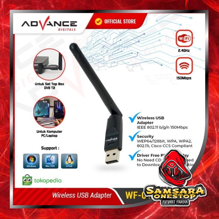 JTTOP" ADVANCE USB DONGLE WIFI WIRELESS ADAPTER RECEIVER WF-01 SUPPORT STB