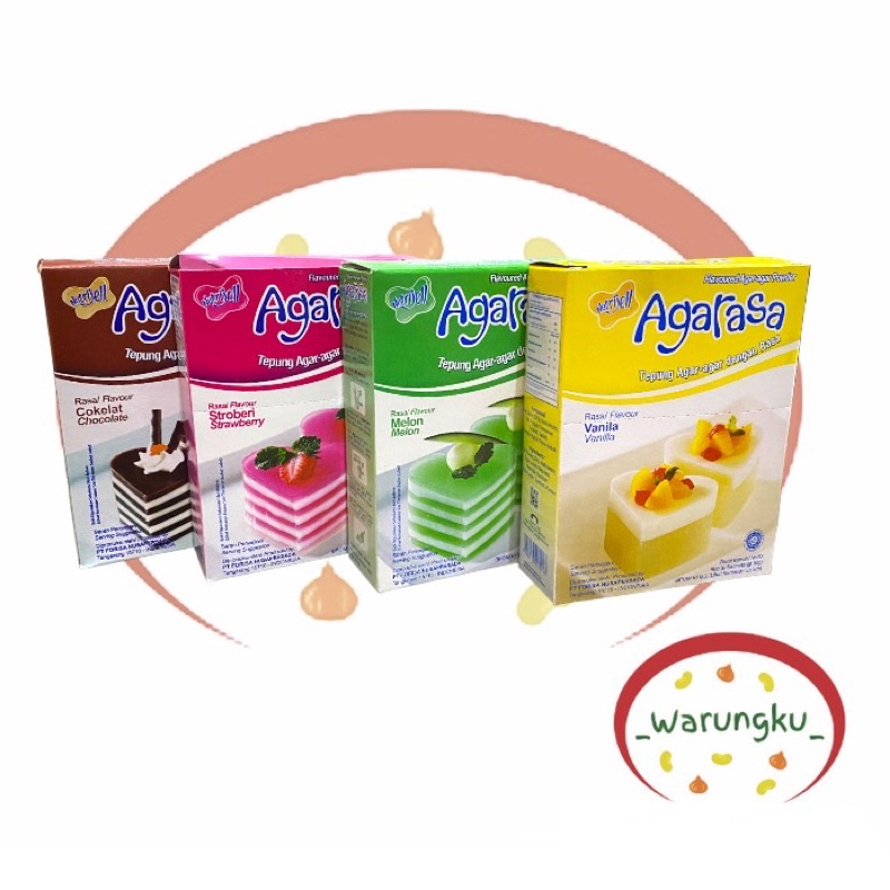 

HJ [BOX] Agarasa isi 6pcs Jelly Agar Agar Nutrijell Aneka Rasa Coklat Stroberi Vanila Melon Plain