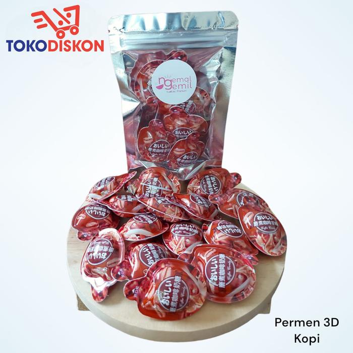

[Variasi] - Permen 3D Buah 3D 4 Rasa Durian Stroberi Kopi Mangga Candy Premium - Snack Food