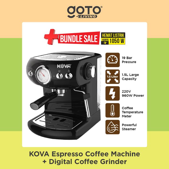 JAYAmart- Kova [COD] Bundling Espresso Maker Coffee Grinder Mesin Biji Kopi