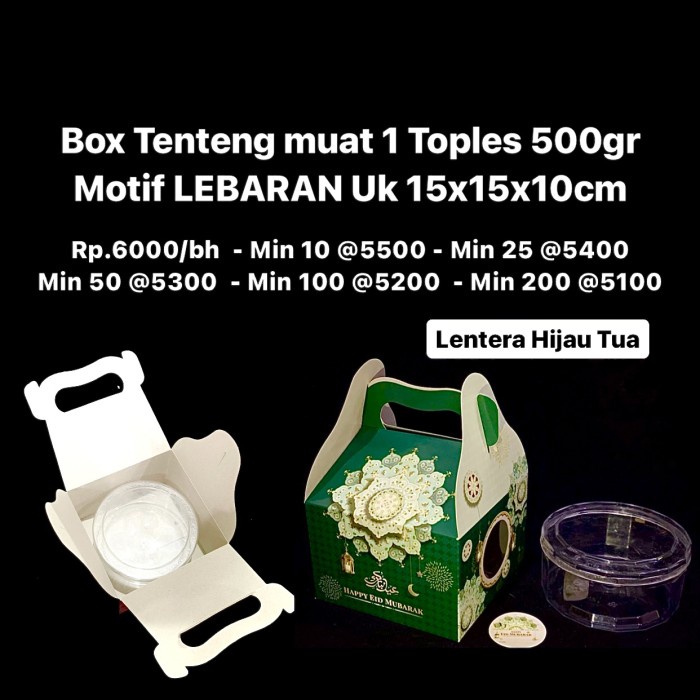 

pernakpernik- Box Tenteng muat 1 Toples 500gr Motif LEBARAN bisa buat bento cake