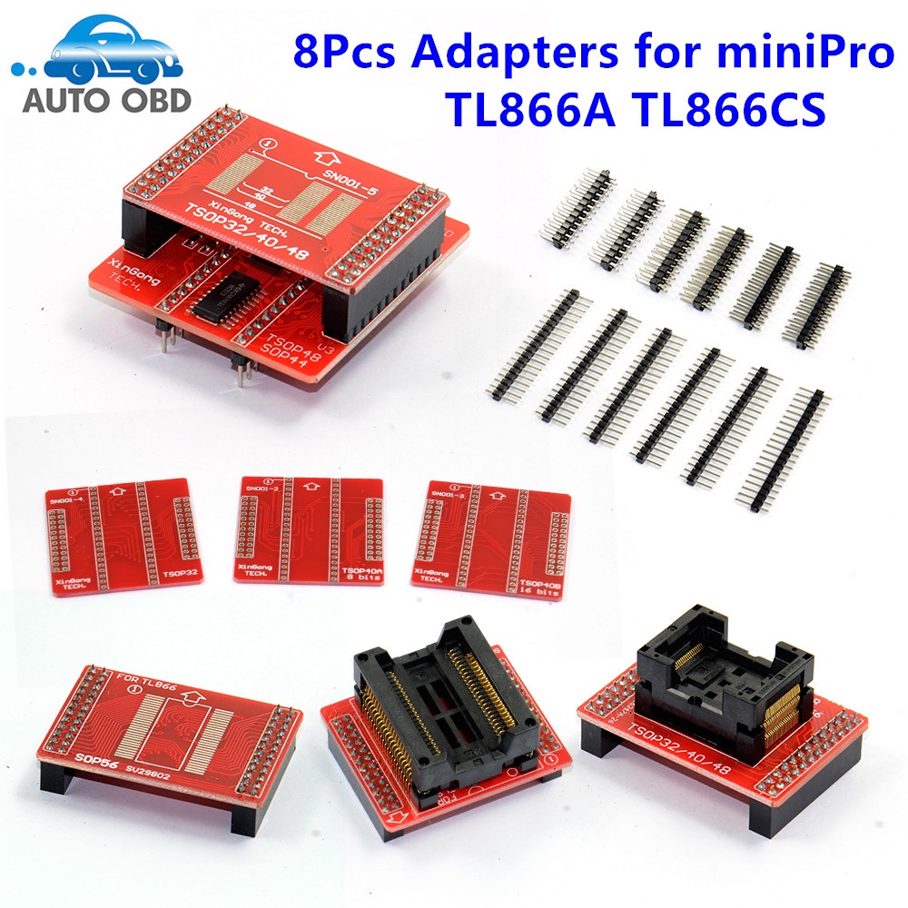 SALE 8PCS/Set Original Adapters TSOP32 TSOP40 SOP44 TSOP48 ZIF Adapter kits for MiniPro TL866 TL866A