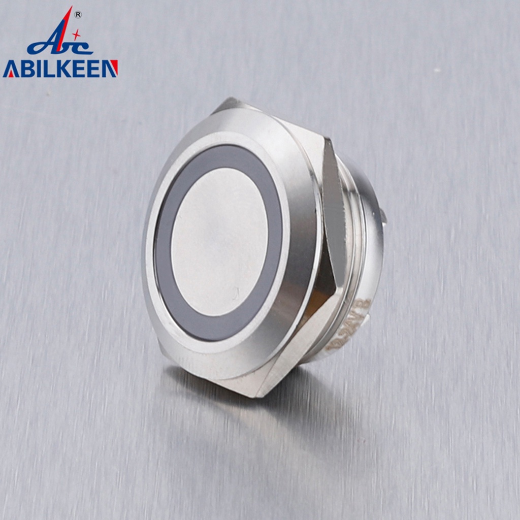 SALE ABILKEEN 22mm Metal Push Button Switch 1NO Momentary Ultra-Thin Push Button with LED Ring Illum