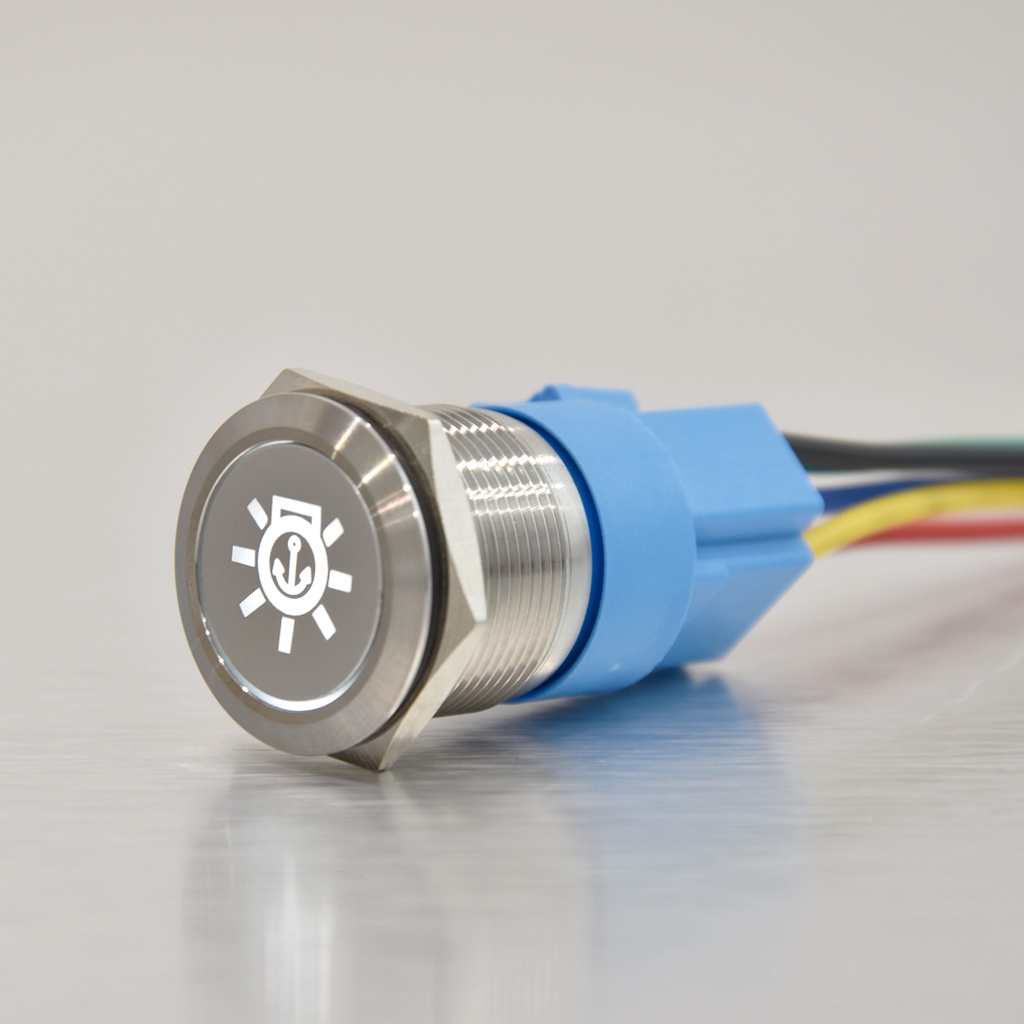 SALE ABILKEEN Customized Anchor Light Symbol Illuminate Metal Push Button 22MM Flat Head Push Button