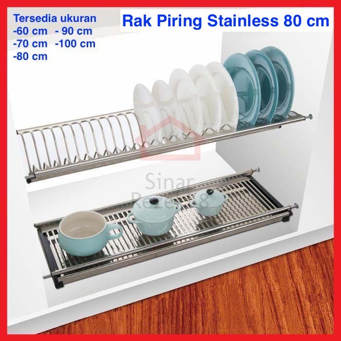 80 cm Rak Piring Gelas Gantung Stainless Baleno Kabinet Dapur Kitchen
