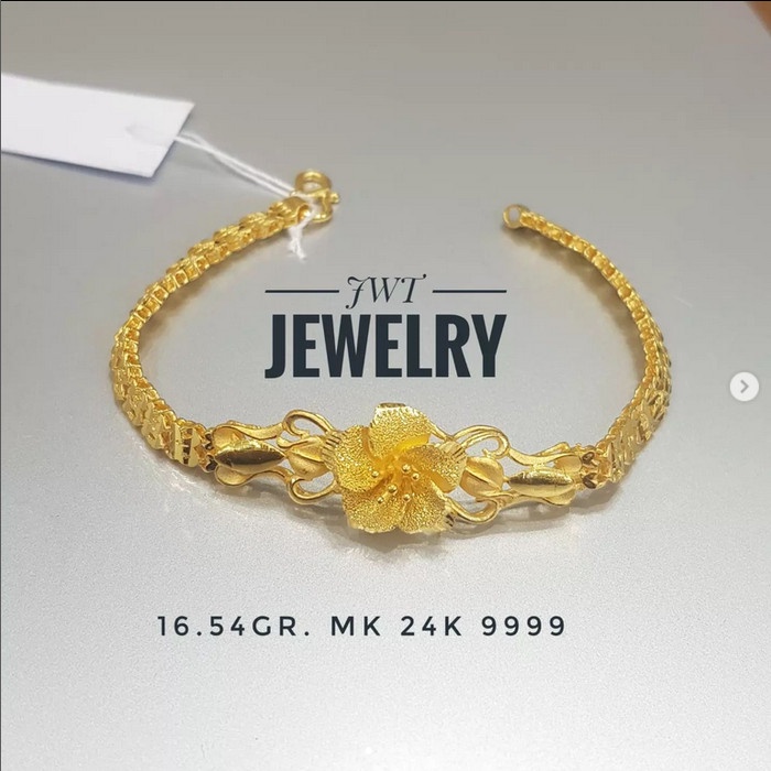 Gelang Tangan Emas Bunga Mas 24k hongkong 9999