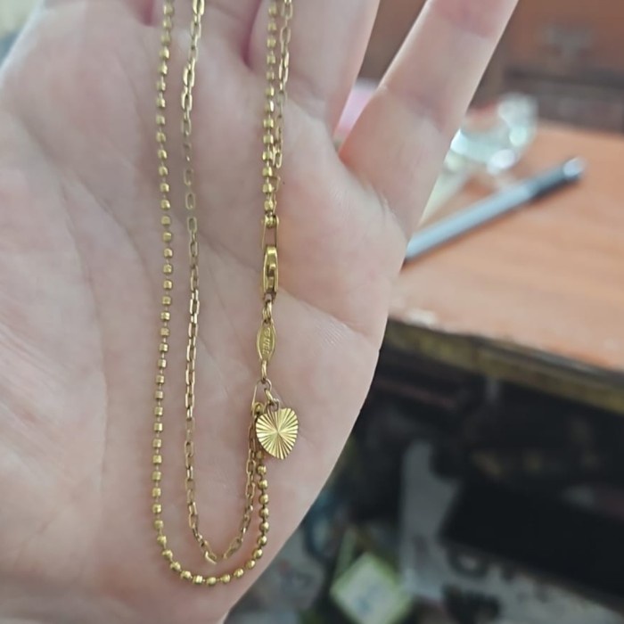 Gelang kaki jedar 2 dua layer ubs emas asli putih rosegold rose 375