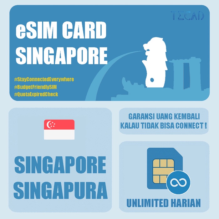Tec eSIM Singapore Singapura Singapur Internet Unlimited - UNLIMITED10GB