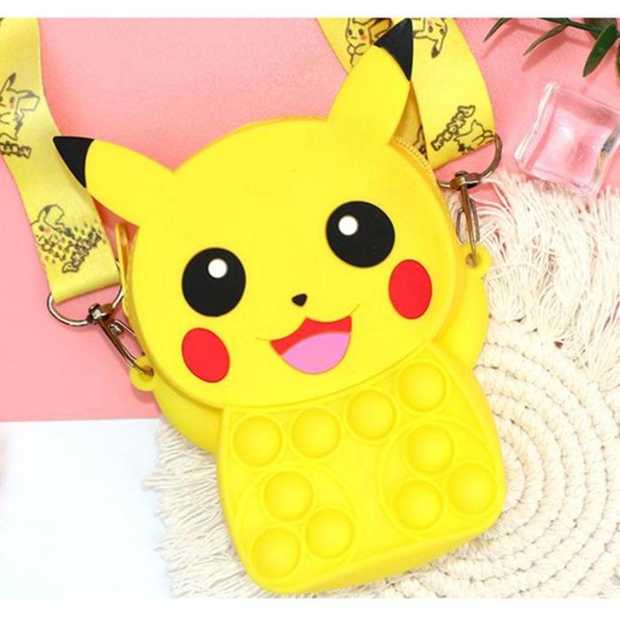 TAS POP IT ANAK TAS SELEMPANG POP IT TEDDY BEAR / PIKACHU / HAPPY CAT
