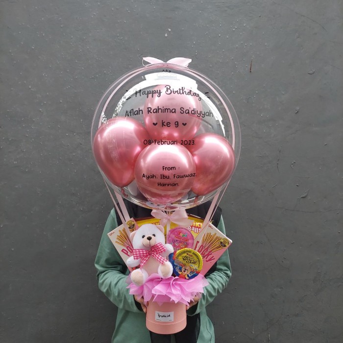 BOUQUET BUCKET BALON/BUKET BALON SNACK BONEKA POCKY DLL
