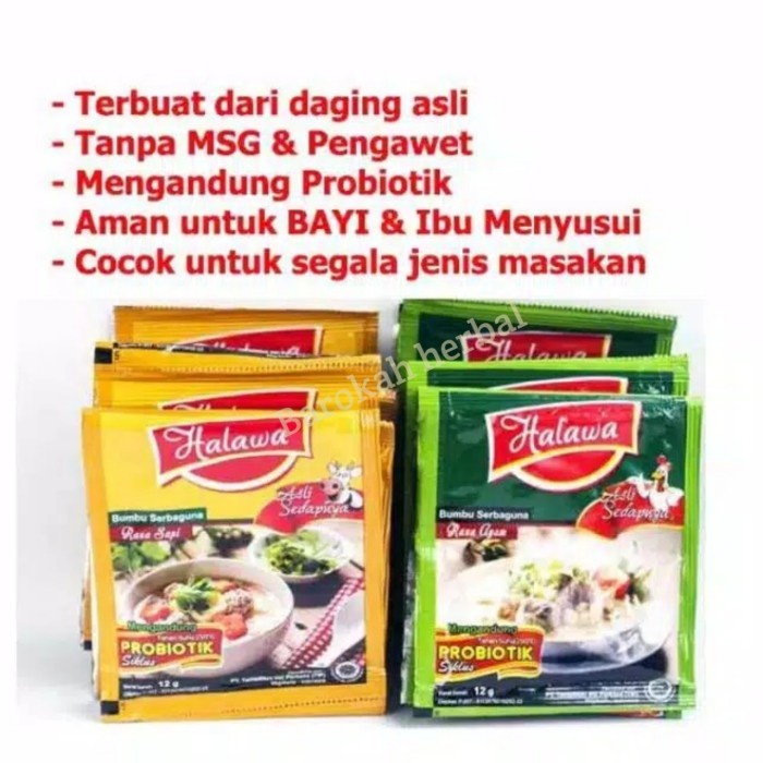 

(Best) isi 12 sachet Halawa rasa ayam atau sapi kaldu alami probiotik