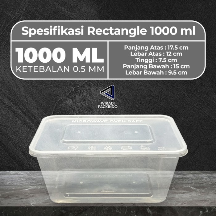 (Best) Kotak Nasi 1000ml - Thinwall Persegi Panjang 1000 ml GROSIR
