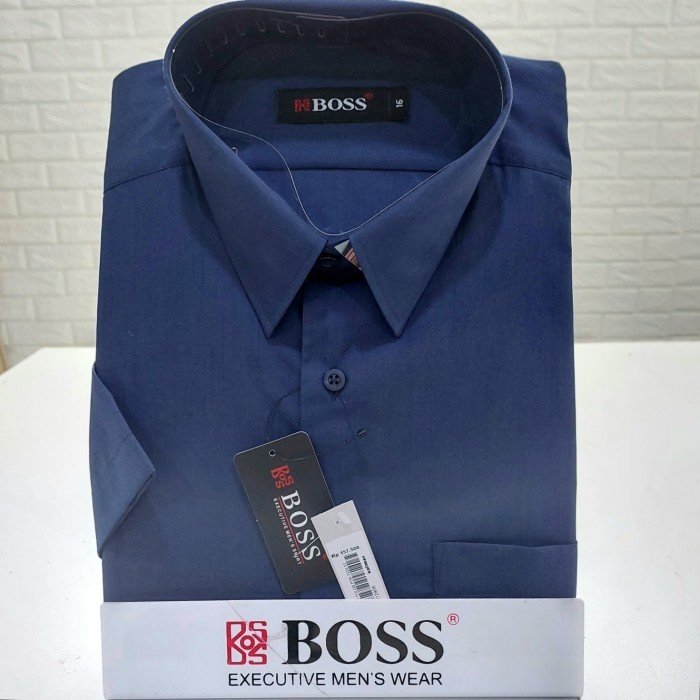 (Best) Kemeja Boss polos putih regular pendek